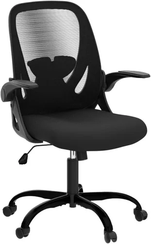 Vista 5 de Primy Silla de Oficina Ergonómica Silla de Escritorio con Reposabrazos Abatibles Silla de Escritorio Giratoria de Malla Transpirable para Negro