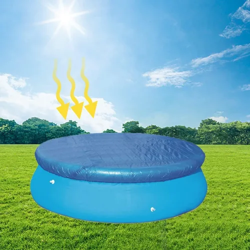 Vista 2 de Cubierta redonda de calefacción solar para piscina, azul, 12 pies
