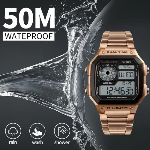 Vista 4 de SKMEI Wrist Watch for Men, Digital Sports Waterproof Watch with Dual Time Chronograph Countdown Alarm Backlight