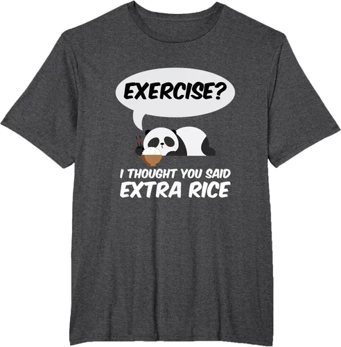Vista 66 de ¿Ejercicio? I Thought You Said Extra Rice Panda Gift T-Shirt, Negro, S