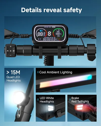 Vista 6 de ECOROAD Scooter eléctrico para adultos, hasta 25 MPH Negro - Anaranjado