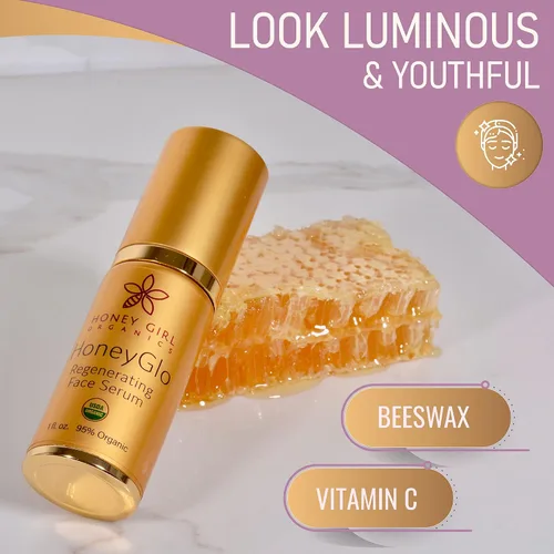 Vista 7 de Honey Girl Organics HoneyGlo - Suero facial regenerador, suero facial orgánico certificado por USDA para mujeres, suaviza e hidrata la piel