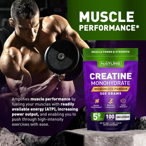 Vista 5 de Monohidrato de creatina en polvo, sin sabor, para hombres y mujeres, 17.64 oz micronizado, monohidrato puro, fuerza muscular y rendimiento