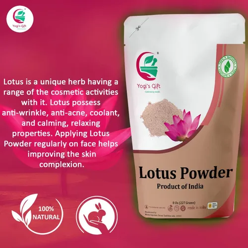 Vista 3 de Yogi's Gift Polvo de flor de loto Nelumbo Nucifera 8 oz (227 gramos) 100% puro y natural pétalos de loto en polvo para cabello y piel