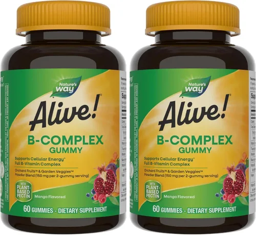 Vista 9 de Nature's Way ¡Alive! Gomitas de complejo de vitamina B, apoyo de energía celular*, 8 vitaminas B, vegetarianas, sabor mango, 60