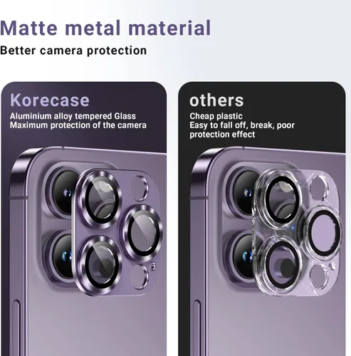 Vista 3 de Korecase Paquete de 2 protectores de lente de cámara para iPhone 14 Pro Max/Pro, verde alpino Vidrio templado de metal, dureza 9H antiarañazos