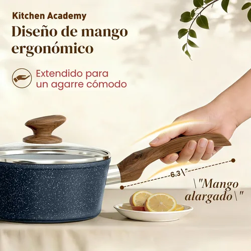 Vista 5 de Kitchen Academy Juego de ollas y sartenes antiadherentes, juego de utensilios de cocina de inducción de 12 piezas, juego de sartenes antiadherentes