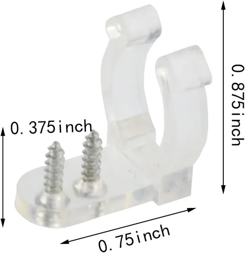 Vista 2 de Wobe 200 clips de luz LED para cuerda con 400 tornillos, clips de montaje de luz de cuerda de PVC transparente de 0.512 in 1/2 pulgadas de plástico