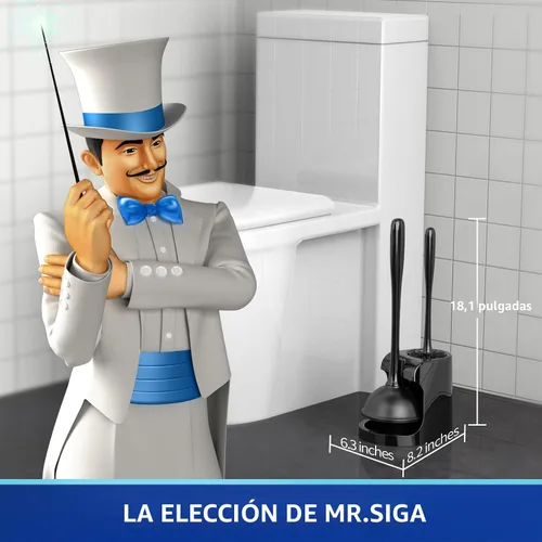 Vista 2 de MR.SIGA Combo de émbolo de inodoro y cepillo para limpieza de baño, negro, 1 juego