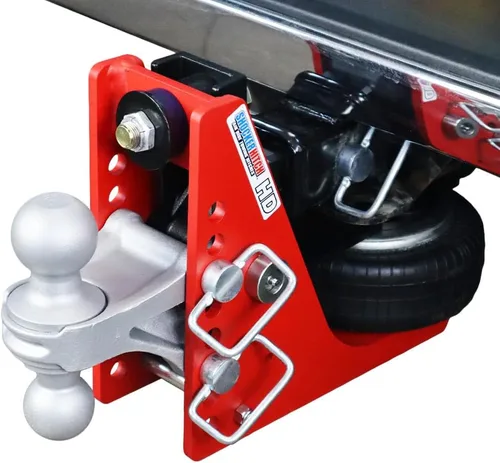 Vista 2 de Shocker - Enganche de parachoques de aire HD 20K y bolas dobles de 2 y 2 516 pulgadas, 20,000 libras, se adapta a Ford SuperDuty F250 F350 F450 F550