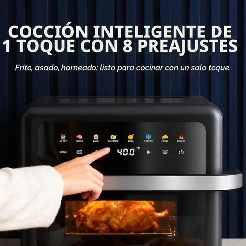Vista 2 de Freidora de aire de 8 cuartos de galón de gran capacidad, horno freidora de aire digital 8 en 1 con circulación de aire rápida, control táctil