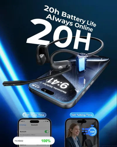 Vista 4 de Auriculares Bluetooth con micrófono, auriculares Bluetooth V5.4 con micrófono con cancelación de ruido y botón de silencio, resistentes al agua y al