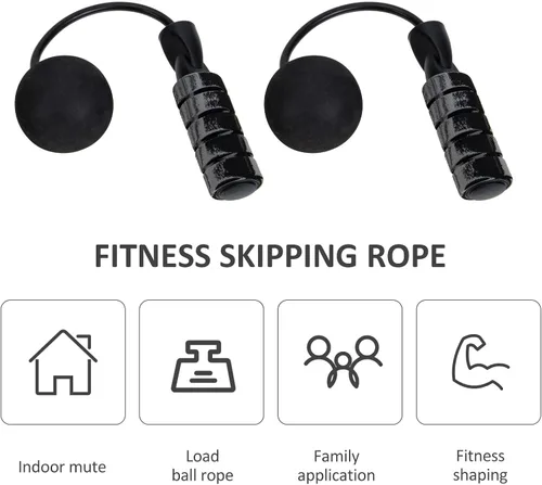 Vista 2 de SOLUSTRE Cuerda de saltar de fitness con rodamientos duales, cuerda de salto inalámbrica de PVC con peso para resistencia a quemar calorías, mango
