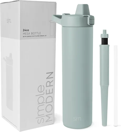 Vista 30 de Botella de agua filtrada Simple Modern Botellas de agua de viaje con filtro de carbono de acero inoxidable aislada Reutilizable para agua