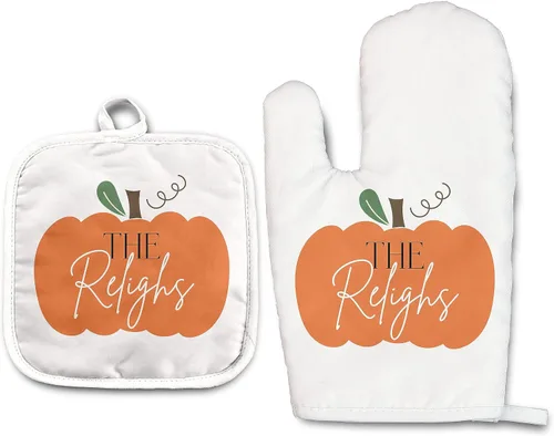 Vista 7 de Angela's Kitchen - Juego de guantes de horno personalizados y soporte para ollas Regalos de cocina personalizados Inauguración de la casa