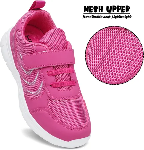Vista 2 de hecodi Tenis deportivos para niños, ligeros, transpirables, con correa lavable, para correr, caminar