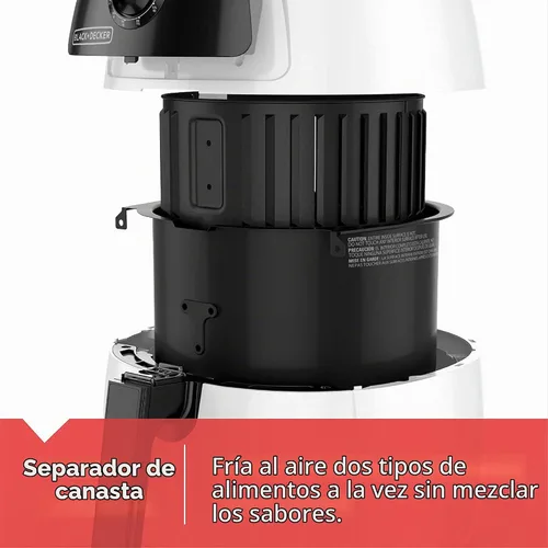 Vista 3 de Black + Decker HF110SBD freidora purificadora de 2 lt de acero inoxidable en color negro, Blanco