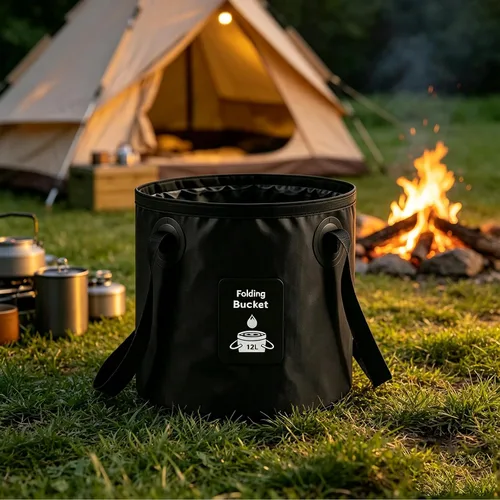 Vista 3 de Cubo plegable con asa, contenedor de agua plegable ligero, cubo plegable portátil para pesca, camping, senderismo, mochileros, supervivencia al aire
