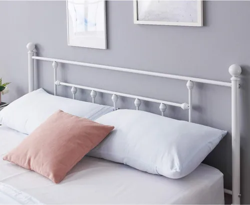 Vista 5 de VECELO Base de cama de plataforma metálica de tamaño matrimonial con cabecera y estribo, soporte de listones de acero resistente, base de colchón