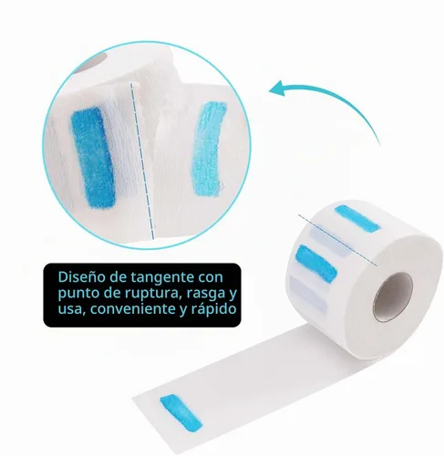 Vista 5 de 5 rollos de tiras desechables para el cuello para barbería, herramienta profesional de papel elástico para peluquería y corte de cabello Papel