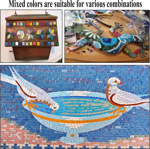 Vista 6 de 1100 Piezas de Azulejos de Mosaico, Azulejos de Mosaico de Vidrio para Manualidades al Por Mayor, Piezas de Vidrio de Mosaico Teñido, Suministros