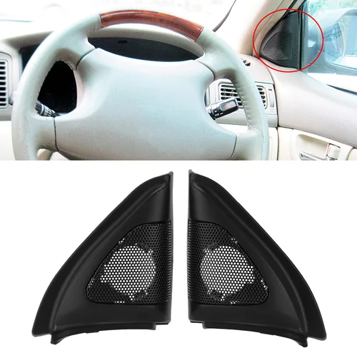 Vista 5 de Fydun 1 par de cubierta de altavoz de la puerta del coche de audio tweeter ajuste negro altavoz decoración reemplazo para 2003-2006