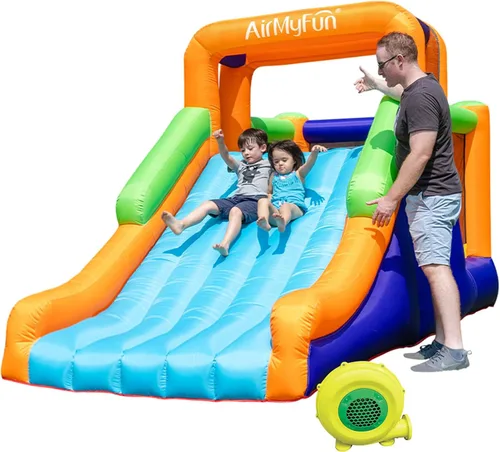 Vista 9 de Doctor Dolphin - Casa inflable de rebote con tobogán acuático, casa inflable para niños grandes, tobogán acuático para patio trasero, parque