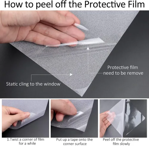 Vista 6 de HIDBEA Película Esmerilada de Privacidad para Ventanas, Control de Calor, Bloqueo UV, Adherencia Estática, No Adhesiva, Reutilizable, Cubiertas