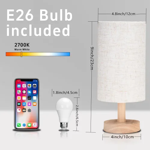 Vista 4 de Lámpara de mesa pequeña para dormitorio, lámparas de noche para mesitas de noche, lámpara de luz minimalista para mesita de noche, lámparas