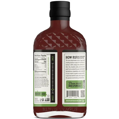 Vista 3 de Rufus Teague - Salsa BBQ de manzana ahumada - Salsa barbacoa premium - Botella de 15.25 onzas