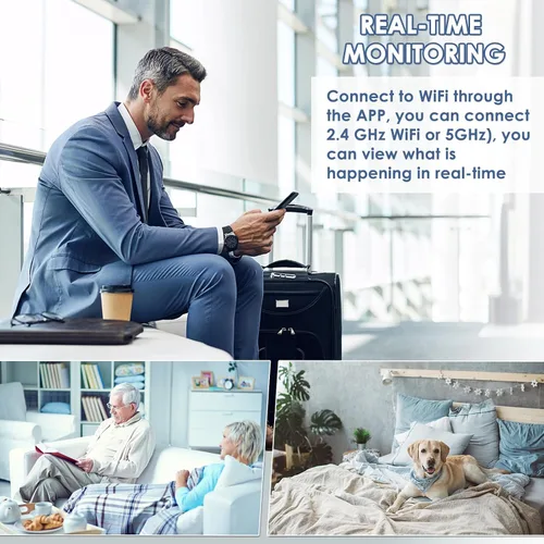 Vista 2 de Marco de fotos de cámara oculta, cámara de niñera WiFi HD 1080P, mini cámara espía oculta inalámbrica para uso en interiores, oficina en casa, sin