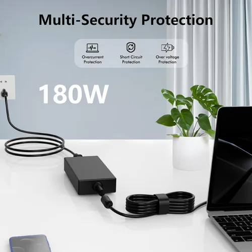 Vista 5 de Cargador de CA de 180 W para portátil original Dell FA180PM111 HA180PM180 DA180PM111 G5 G7 15 17 5590 5587 7590 7588