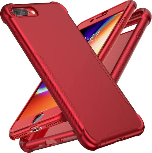 Vista 13 de ORETech Funda diseñada para iPhone 13 Mini con 2 protectores de pantalla de vidrio templado, textura de fibra de carbono policarbonato duro