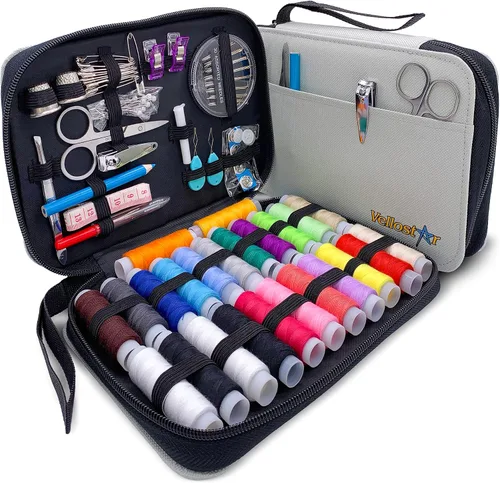 Vista 13 de Kit de costura para adultos con suministros y accesorios de costura, kit de costura a mano básico para pequeñas reparaciones, kit de costura