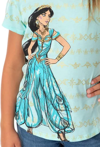 Vista 2 de Disney Aladdin Jasmine Sketch with Gold Design Accents - Camiseta para niña