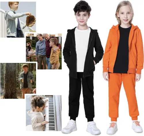 Vista 2 de Kid Nation Sudadera con capucha para niños o niñas de 4 a 12 años Negro