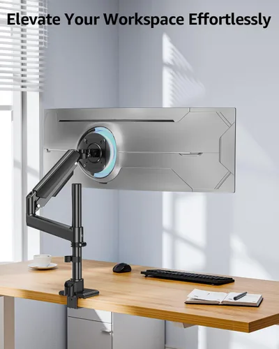 Vista 8 de MOUNTUP Brazo de monitor resistente para pantallas de 49, 45, 42, 40, 39, 34, 32 pulgadas, brazo de monitor ultraancho con capacidad para 4.4-44