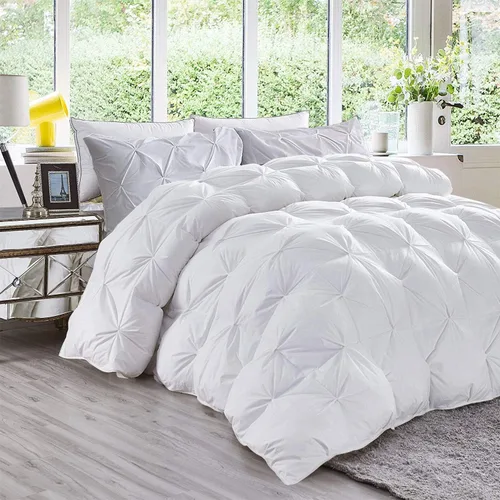 Vista 18 de Juego de edredón plisado de 3 piezas de 21.16 oz/m² para todas las estaciones (edredón + 2 fundas de almohada), relleno de edredón de algodón