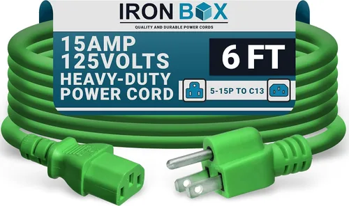 Vista 8 de IronBox Electric - Cable de Alimentación de Servicio Pesado 5-15P a C13 - Cable PC SJT 14/3 de 3 Clavijas 15A 125V - Cable para Computadora
