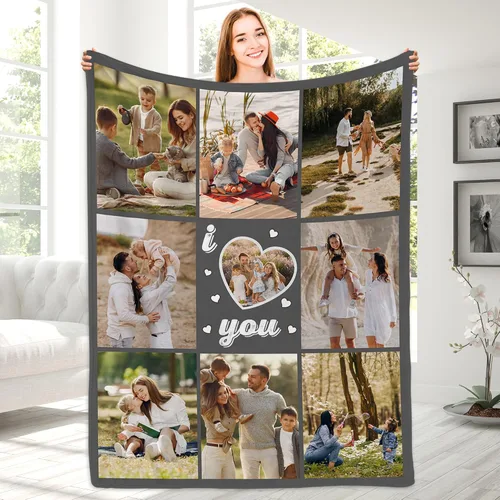 Vista 24 de Manta con fotos personalizada para novio, regalos del día de San Valentín, manta de fotos personalizada, regalos de novio de novia, regalos del día