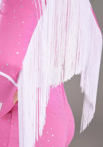 Vista 6 de Women's Country Singer Costume, Pink Country Music Jumpsuit with Fringe and Holographic Details