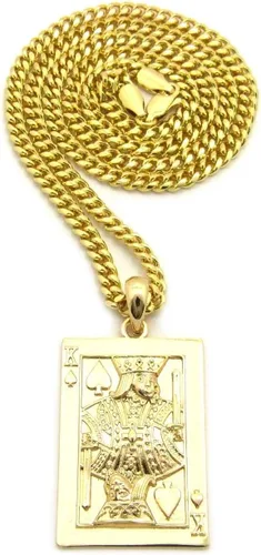 Vista 2 de Collar con colgante de oro para hombre, diseño de rey de espada, 24 pulgadas, cubano, caja y cuerda, collar