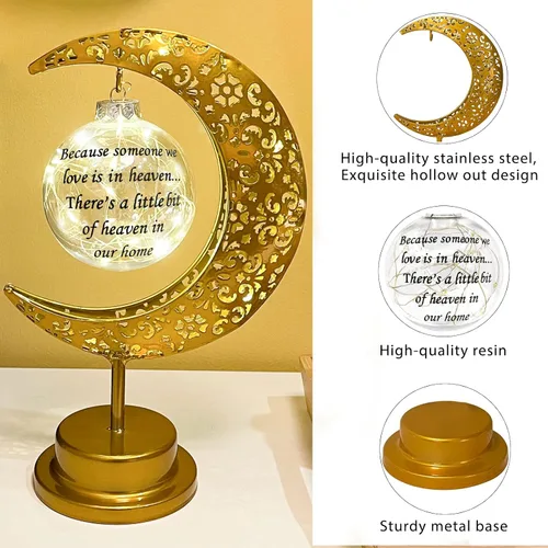 Vista 4 de Besoamo Lámpara conmemorativa de luna, regalos de condolencias por pérdida de un ser querido, regalos de recuerdo de condolencias de duelo