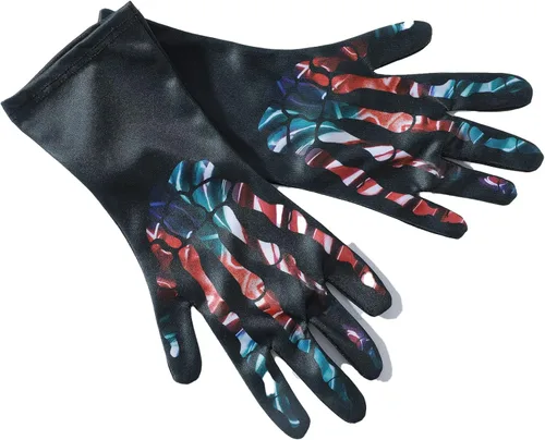 Vista 5 de Wbesty Disfraz de esqueleto para niños de Halloween bata de esqueleto guantes espeluznantes cara de calavera