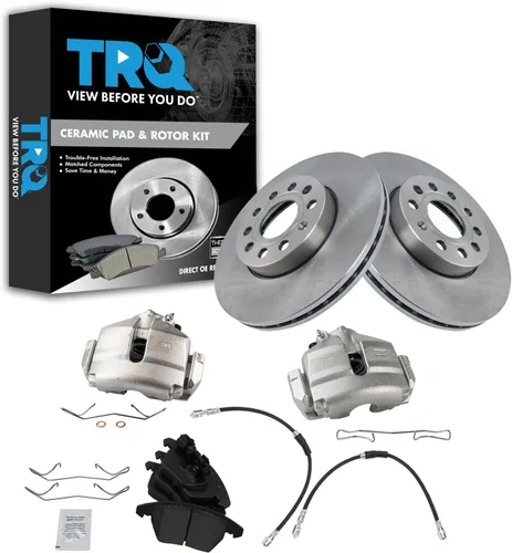 Vista 31 de TRQ Juego de pastillas de freno delanteras y rotores de cerámica, pinzas, mangueras, compatibles con Honda Odyssey 2005-2010