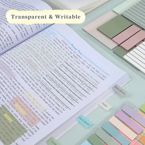 Vista 3 de Temiary 1000 hojas de notas adhesivas transparentes pastel con líneas, 3 x