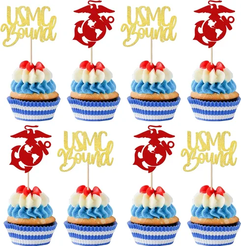 Vista 9 de 24 paquetes de adornos para cupcakes con temática militar, púas para cupcakes con temática de campo de entrenamiento, adornos para cupcakes
