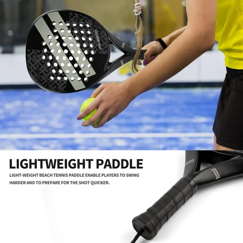 Vista 4 de Juego de 2 raquetas de pádel con superficie de fibra de carbono EVA Memory Flex Núcleo de espuma de pádel ligeras