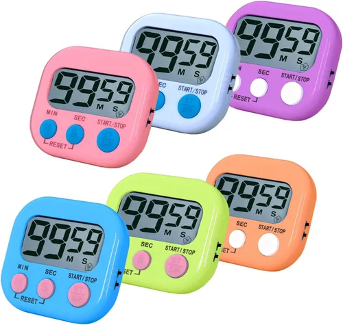 Vista 9 de Temporizador digital de cocina, temporizador electrónico con pantalla LCD transparente, función de cuenta arriba y abajo, 3 botones grandes, botón