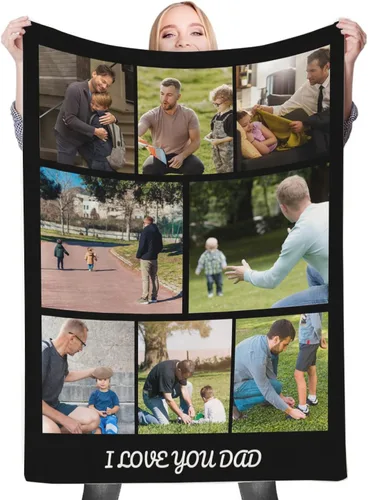 Vista 10 de Regalos de cumpleaños personalizados, manta personalizada con mis propias fotos para mujeres, hombres, mamá, papá